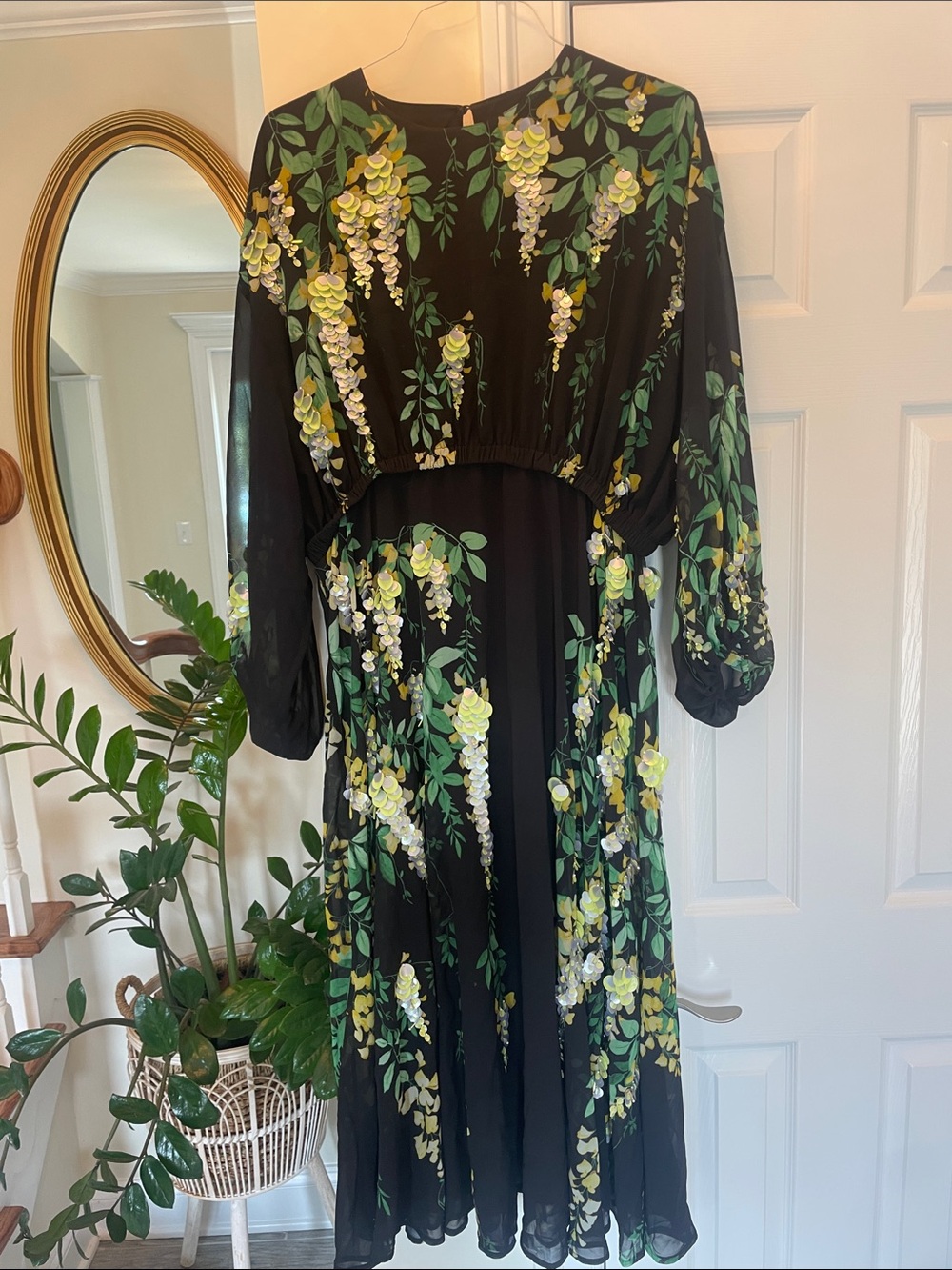 ASOS Black Maxi Dress with Yellow & Green Floral Wisteria Print